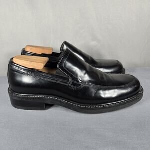 G.H. Bass Gavin Loafers Mens 9.5 M Black Leather Apron Toe Slip On Made in Italy